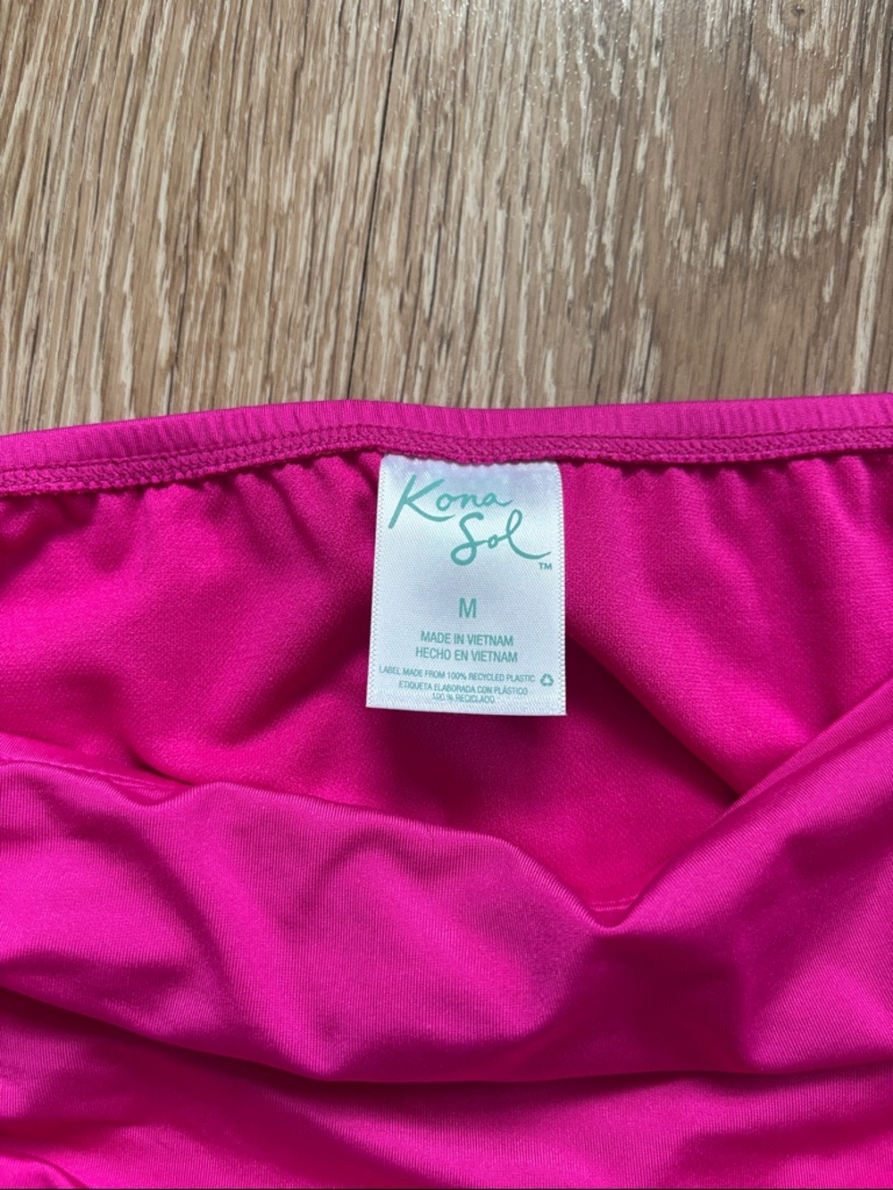 NWOT Kona Sol pink ruched bikini swim bottoms, size medium - Picture 3 of 7